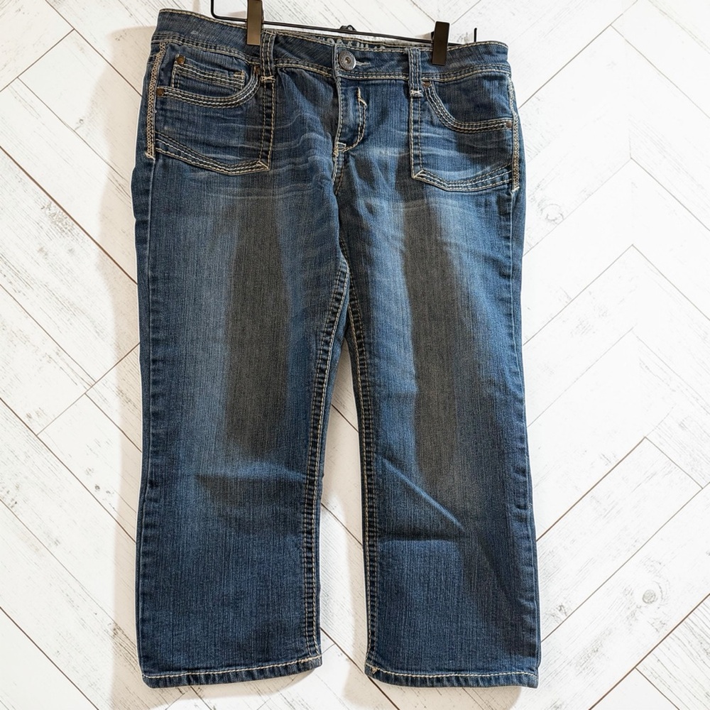 Hydraulic Capri Jeans Medium Wash Stretch Y2K Low Rise 13/14